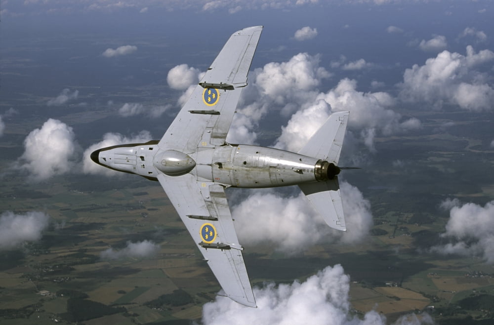 Saab J 32 Lansen fighter of the Swedish Air Force Historic Flight Canvas Art - Daniel KarlssonStocktrek Images (35 x 23)