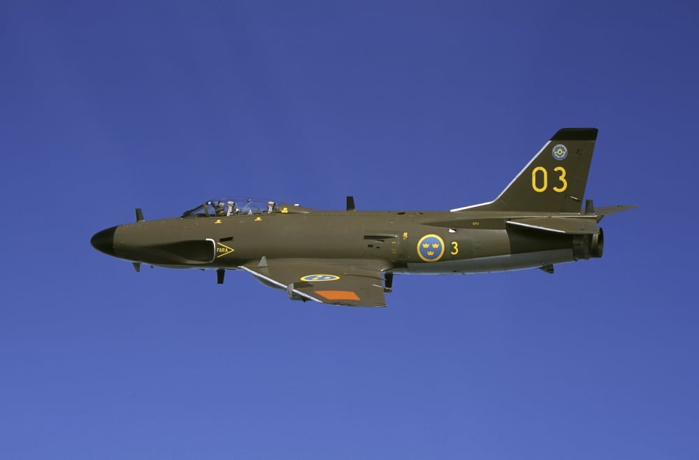 Saab J 32 Lansen fighter of the Swedish Air Force Historic Flight Canvas Art - Daniel KarlssonStocktrek Images (35 x 23)