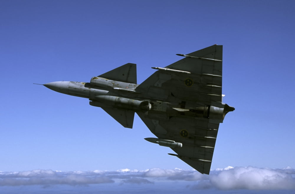 Saab JA 37 Viggen fighter of the Swedish Air Force Canvas Art - Daniel KarlssonStocktrek Images (18 x 12)