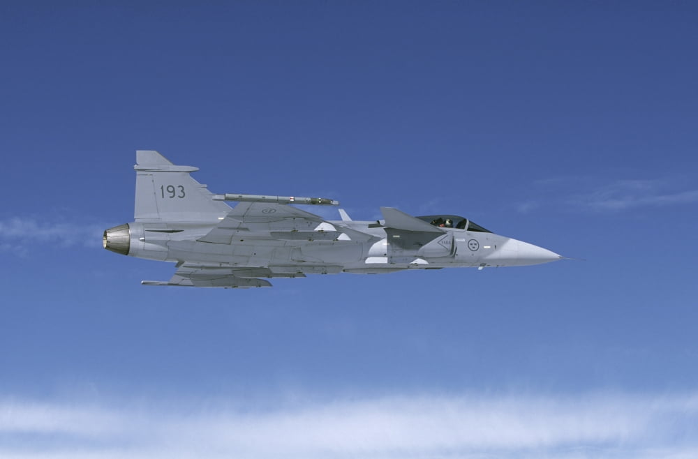 Saab JAS 39 Gripen fighter of the Swedish Air Force Canvas Art - Daniel KarlssonStocktrek Images (18 x 12)