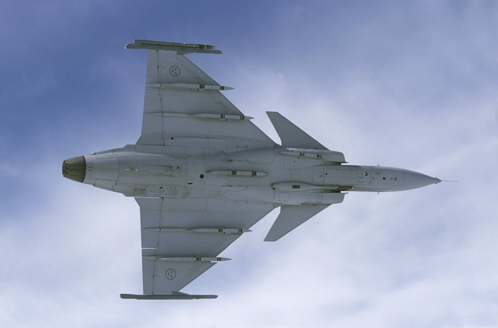Saab JAS 39 Gripen fighter of the Swedish Air Force Canvas Art - Daniel KarlssonStocktrek Images (18 x 12)