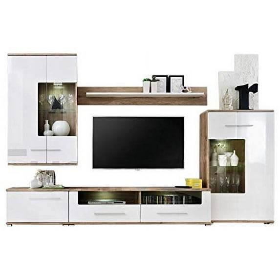Saala 2 Entertainment Center Wall Unit with LED Lights 60" TV Stand, White