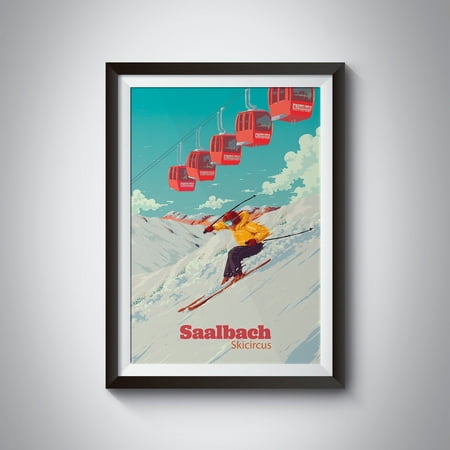 Saalbach Resort Skiing Skicircus Austria Lift Salzburg Snowboarding Poster , Poster Print Only