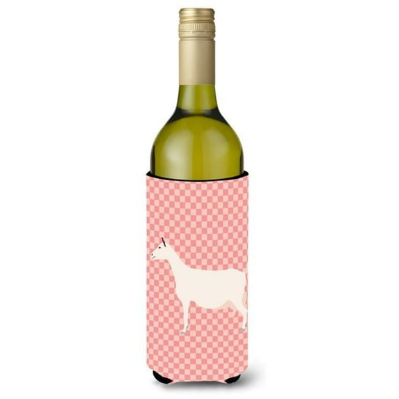 Saanen Goat Pink Check Wine Bottle Beverge Insulator Hugger