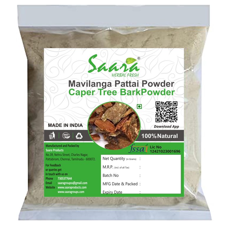 Saara HERBAL FRESH Mavilanga Pattai Powder(101gram)Mavilanga.