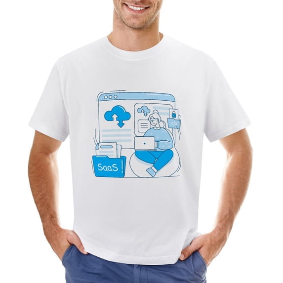 Saas Men’s T-Shirt 100% Cotton Casual Short Sleeve Tops Gift Tee White M
