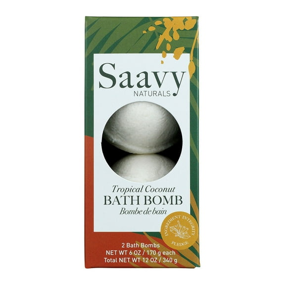 Saavy Naturals Bath Bomb, Tropical Coconut, 12 Oz
