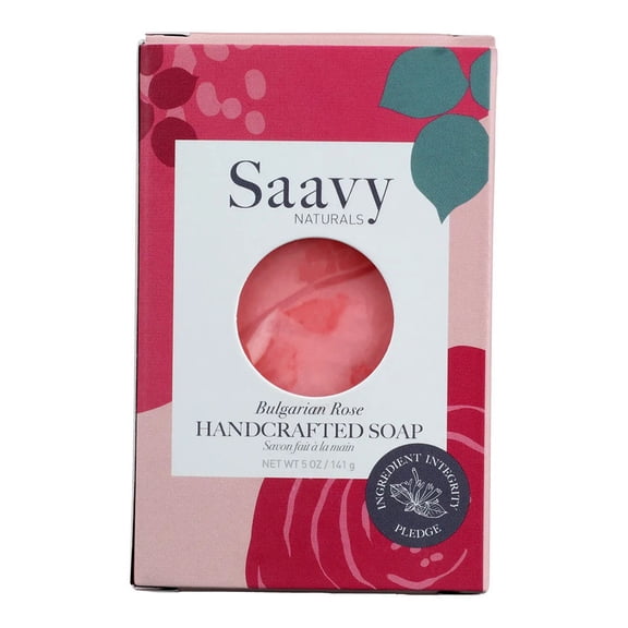 Saavy Naturals Bulgarian Rose Handcrafted Soap, 5 Oz..