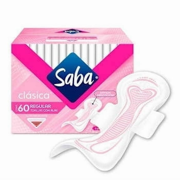 Saba Classic Regular Reusable Sanitary Pads, 60 Count