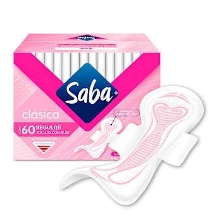 Saba Classic Regular Reusable Sanitary Pads, 60 Count