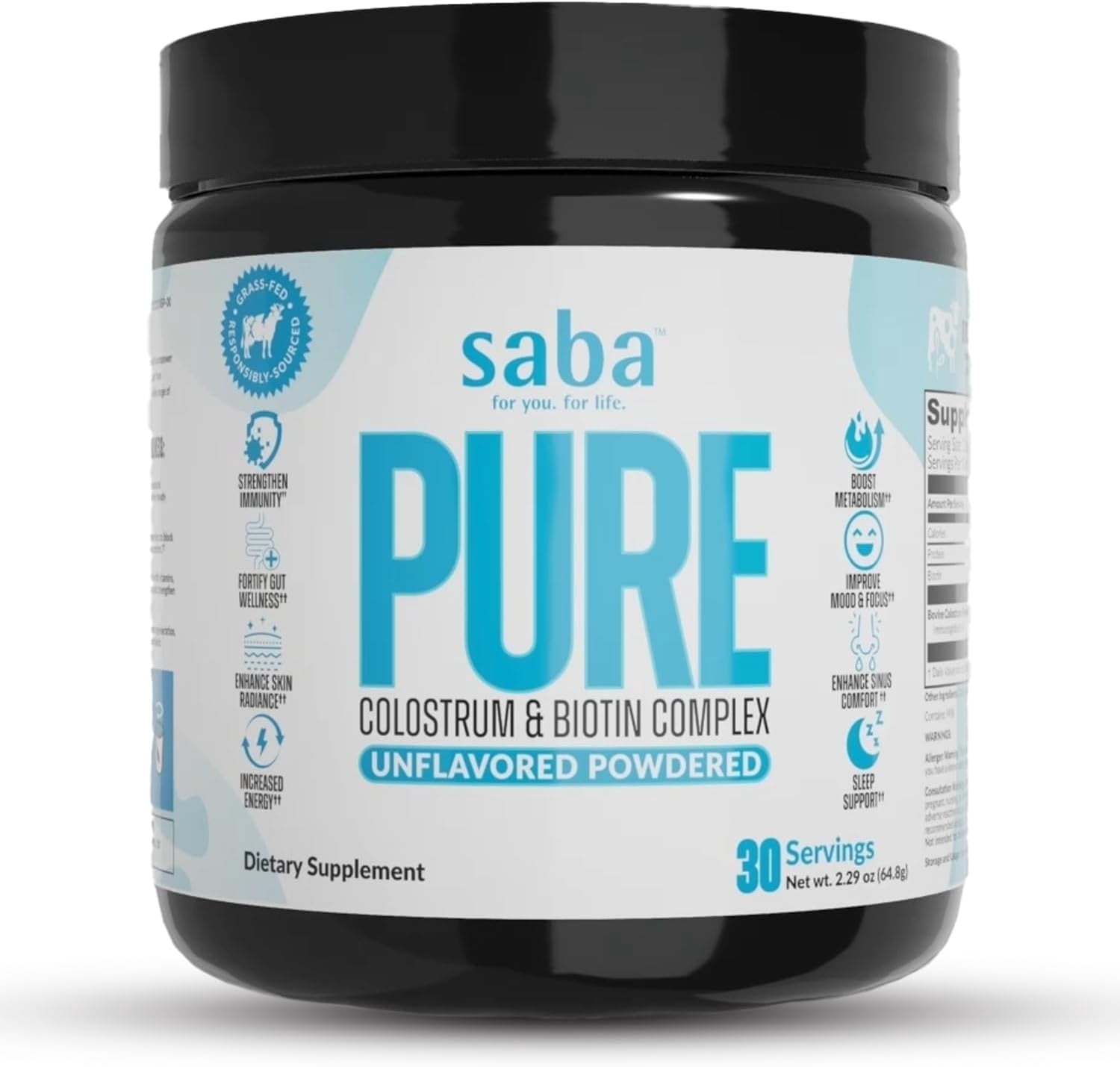 Saba Colostrum Powder for Gut Health, Hair Growth, Immune Support, 10 Ounce