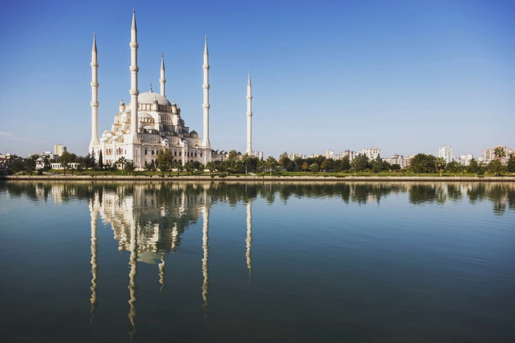 Sabanci Mosque Adana Turkey Canvas Art - Reynold Mainse Design Pics (19 x 12)