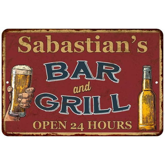 Sabastian's Red Bar and Grill Rustic Sign Decor 8x12 108120045994