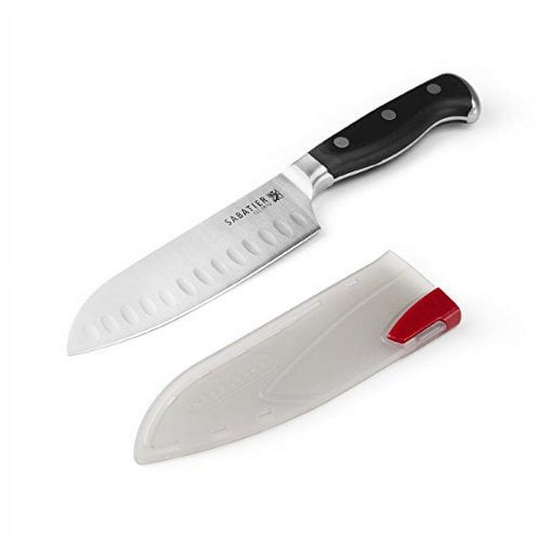 Sabatier Forged Stainless Steel Santoku Knife with EdgeKeeper  Self-Sharpening Sheath, 5-Inch 