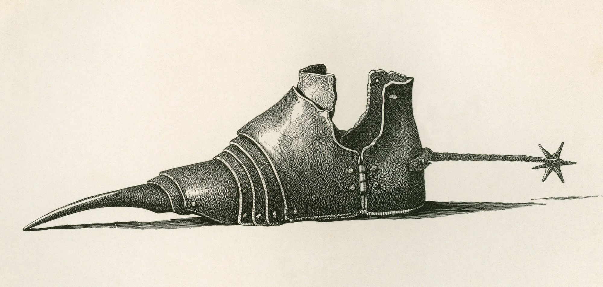 A Sabaton Or Solleret Dating From AD 1400 From The British Army Its Origins Progress And Equipment Published 1868 Canvas Art - Ken Welsh Design Pics (40 x 18)
