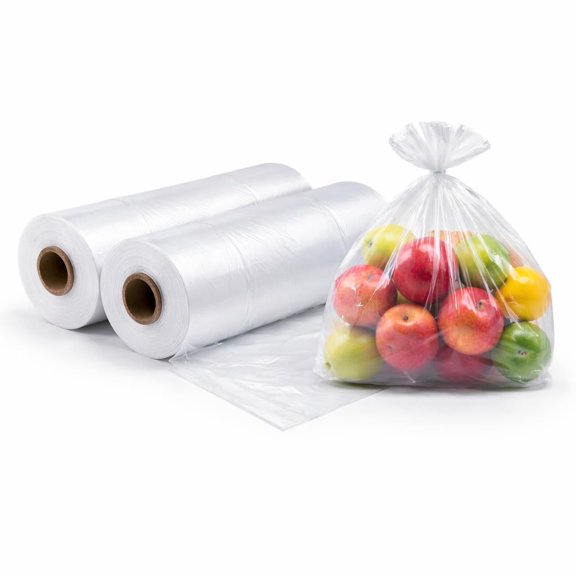 Sabco - 2 Rolls Twin Pack Plastic Bags On Roll - Clear Poly Food Sandwich Food Bags For Fruit And Veg - 13" X 17" Or 350 X 440mm