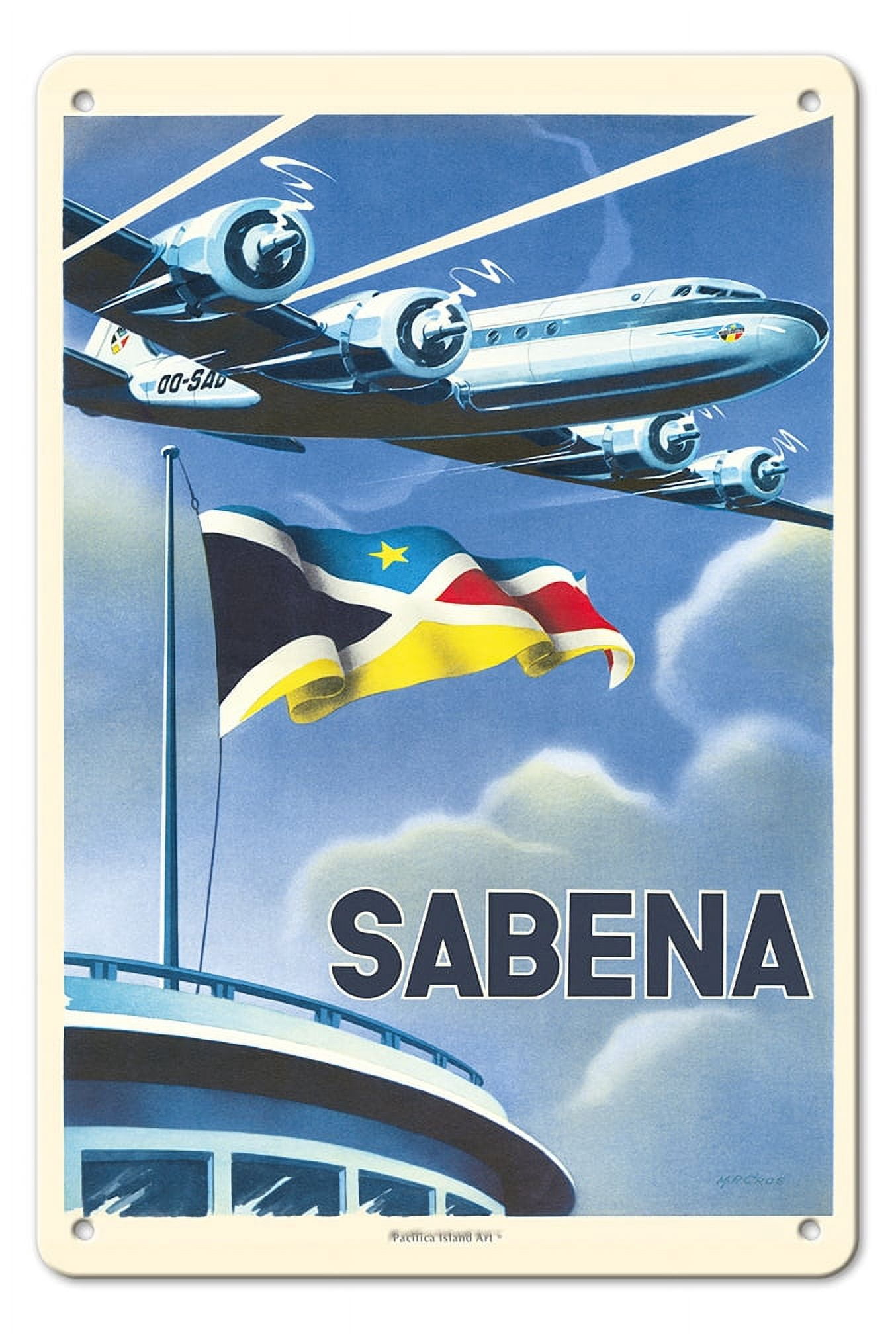 Sabena Belgique Congo - Afrique Du Sud, Original Airline Poster | David