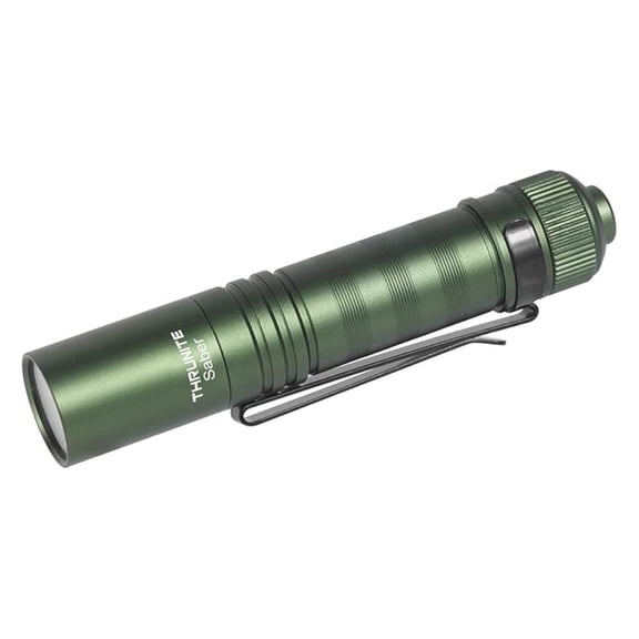 Saber 659 Lumens AA Rechargeable Flashlight EDC, High Performance SST20 Bright Small LED Pocket Flashlight with Clip (Dark Green)