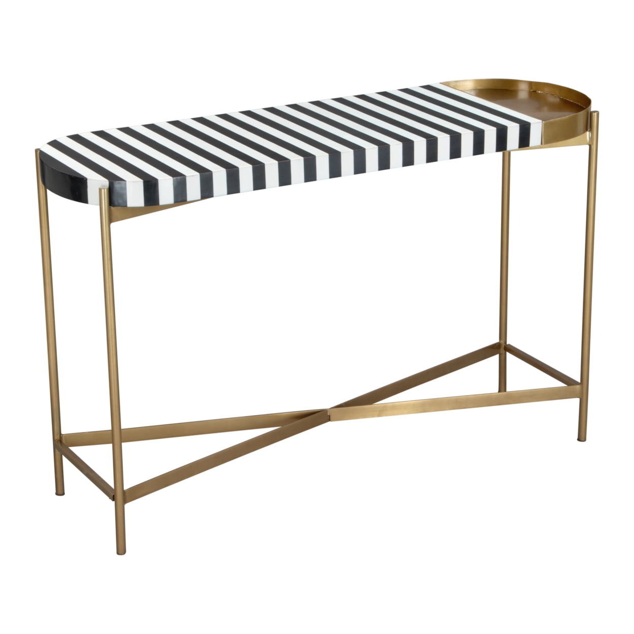 Gold and Black Rectangular Metal Console Table