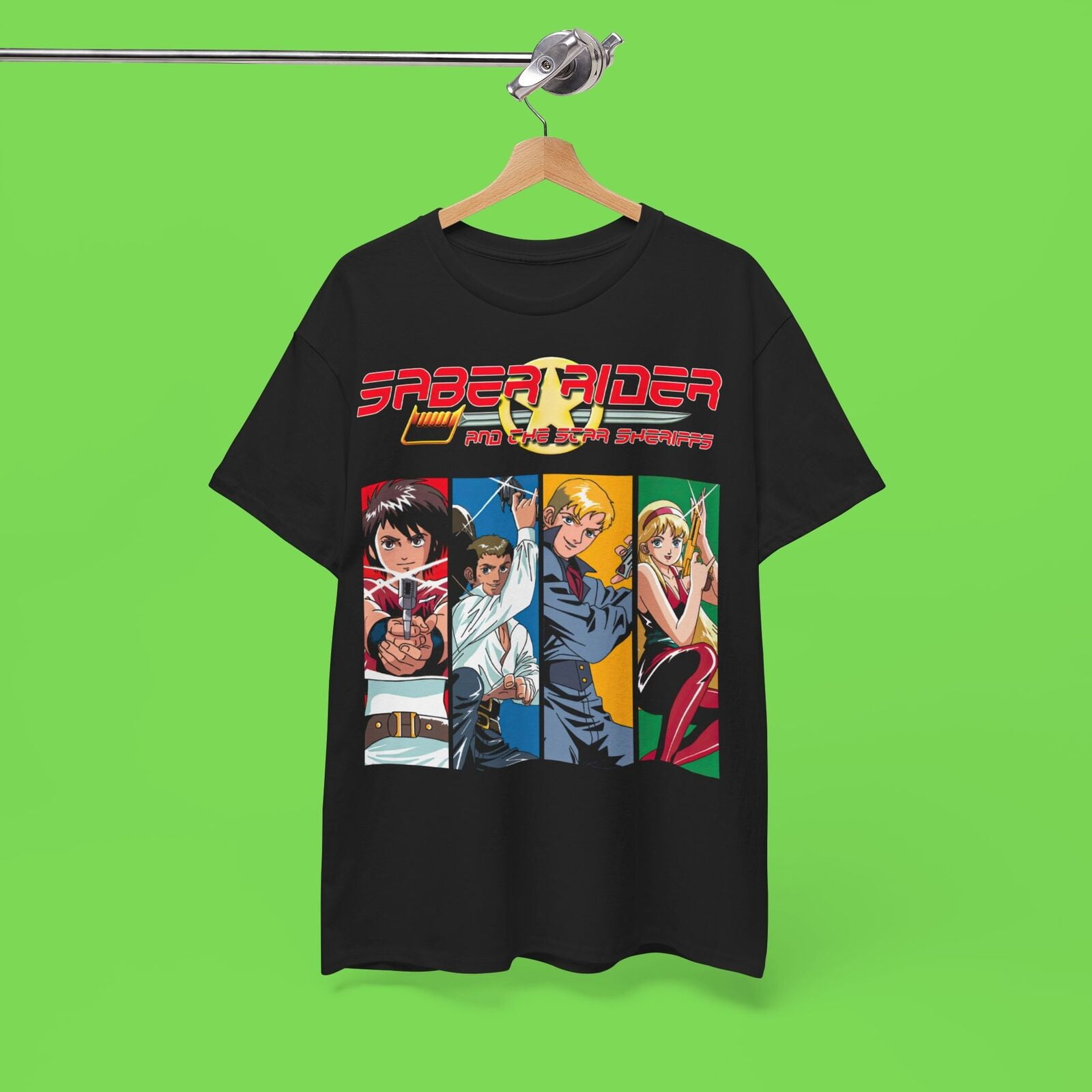Saber Rider Anime Manga Star Sheriffs Retro 90S 80S Music Cartoons T