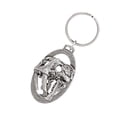 thumbnail image 1 of Saber Tooth Cat Skull Keychain, A202KC, 2 Inches, Ice Age, Tiger, Prehistoric, Fossil, Nature, Gift, Metal, Engraved, Key Fob, Key Ring, Keys, Zipper Pull, Luggage Tag, Pewter, Made in USA, 1 of 6