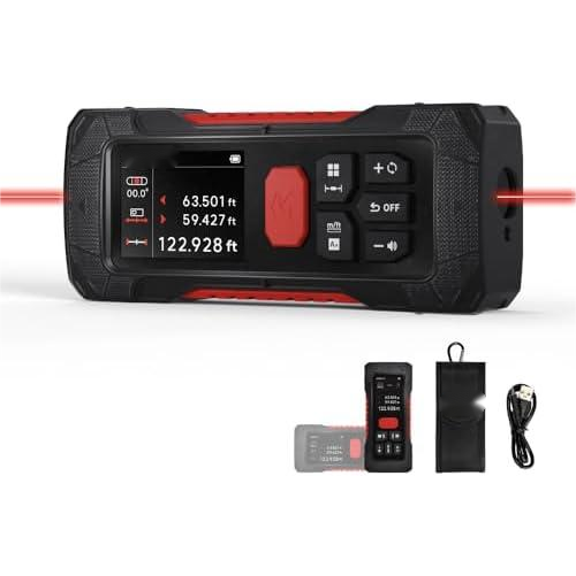 Saber X: The Dual Laser Distance Meter with Optimum Efficiency 2mm, The Bilateral Laser Measuring Tool with Angle Sensor, Measuring Upto 262ft (80m) with Precise Laser.$$