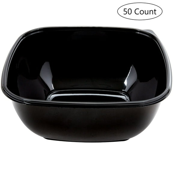 Sabert 160 oz Square, Black PET Plastic Thermoformed Large Catering Serving Bowl | 50/Case