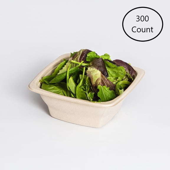 Sabert TerraPac 32 oz Natural, Composatable Square Pulp Fiber Bowl Food Container | 300/Case