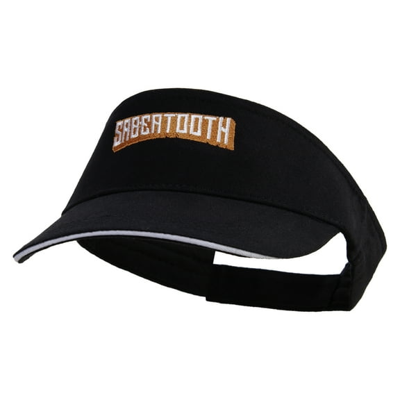 Sabertooth Embroidered Brushed Cotton Sandwich Visor - Black White OSFM