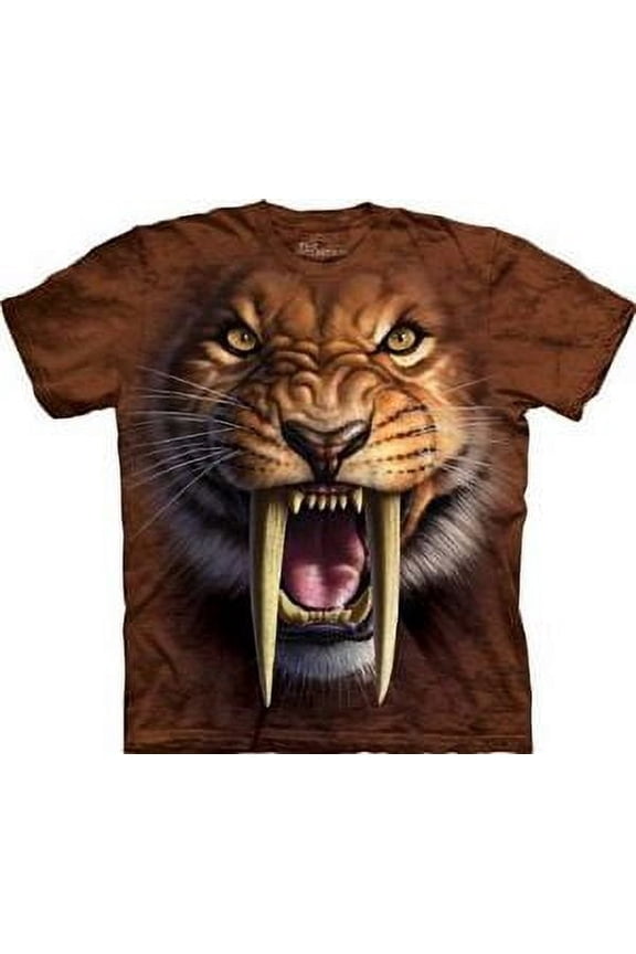 Sabertooth Tiger Face Adult T-Shirt 10-3338