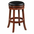 thumbnail image 1 of Sabi 30 inch Swivel Counter Stool Solid Wood Faux Leather Brown Black - Saltoro Sherpi, 1 of 5