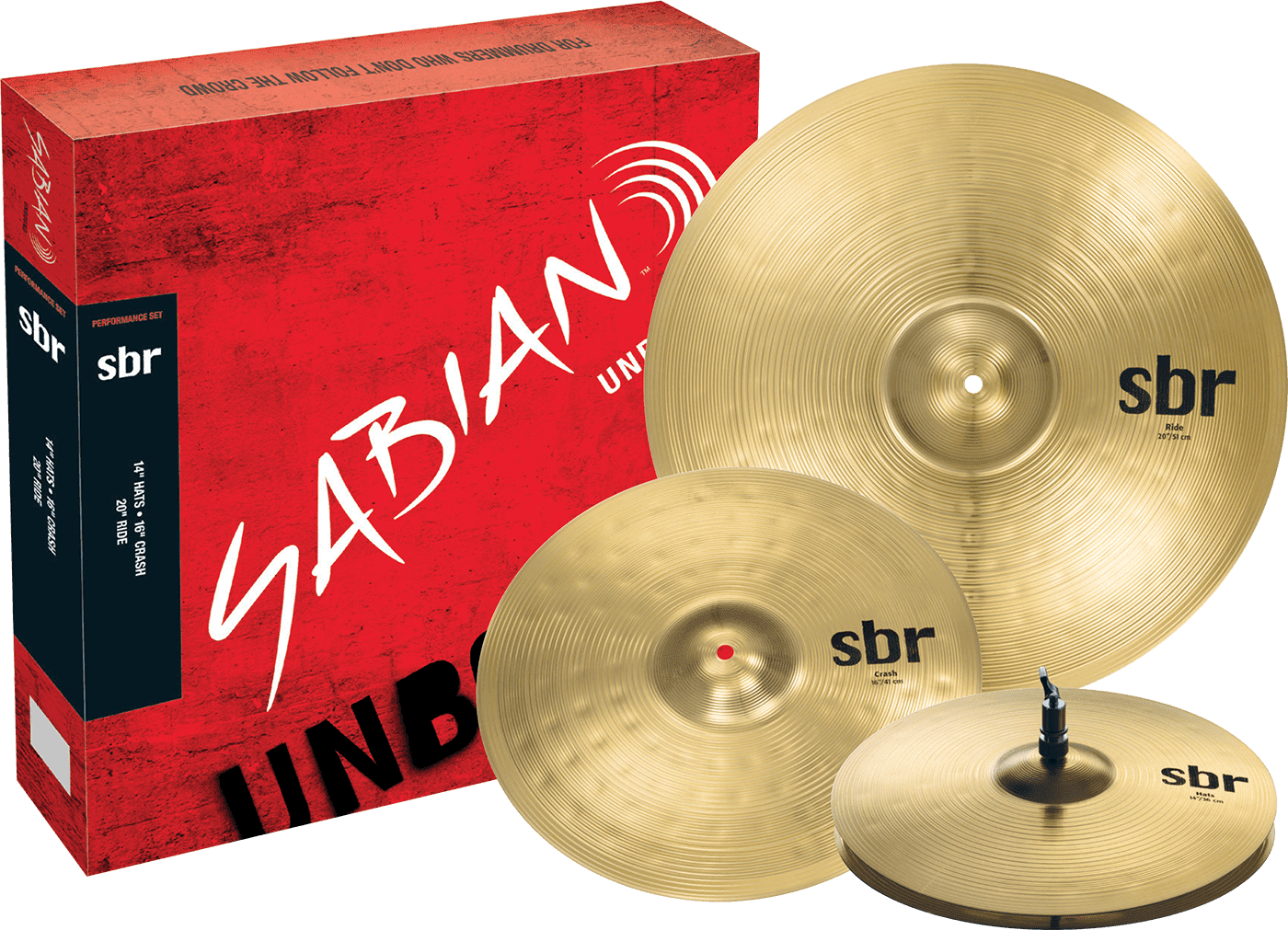 Sabian SBR Performance Set with 14" Hi-Hats, 16" Crash, and 20" Ride Cymbals
