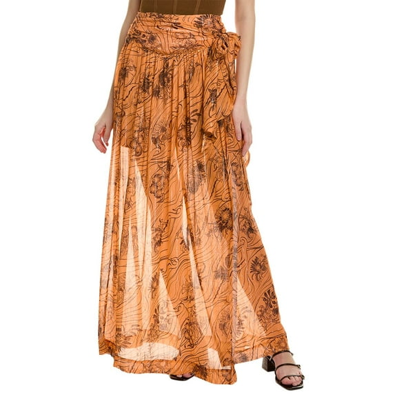 Sabina Musayev womens  Patina Silk-Blend Maxi Skirt, XS, Orange