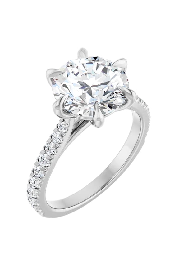 Sabina Pave Lab Diamond Solitaire Round Engagement Ring 3.30 Carats