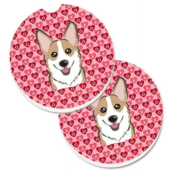 Sable Corgi Hearts Cup Holder Car Coasters - Set of 2