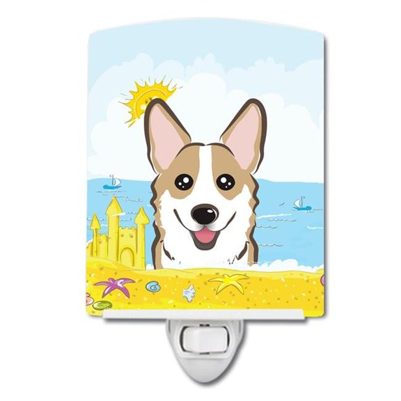 Sable Corgi Summer Beach Ceramic Night Light