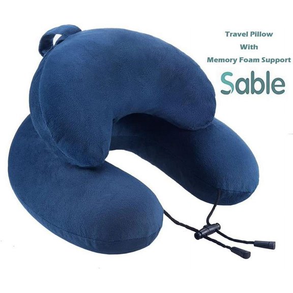 Sable Ergonomic Travel Pillow with Memory Foam Support, Dual Filling Design WB12
