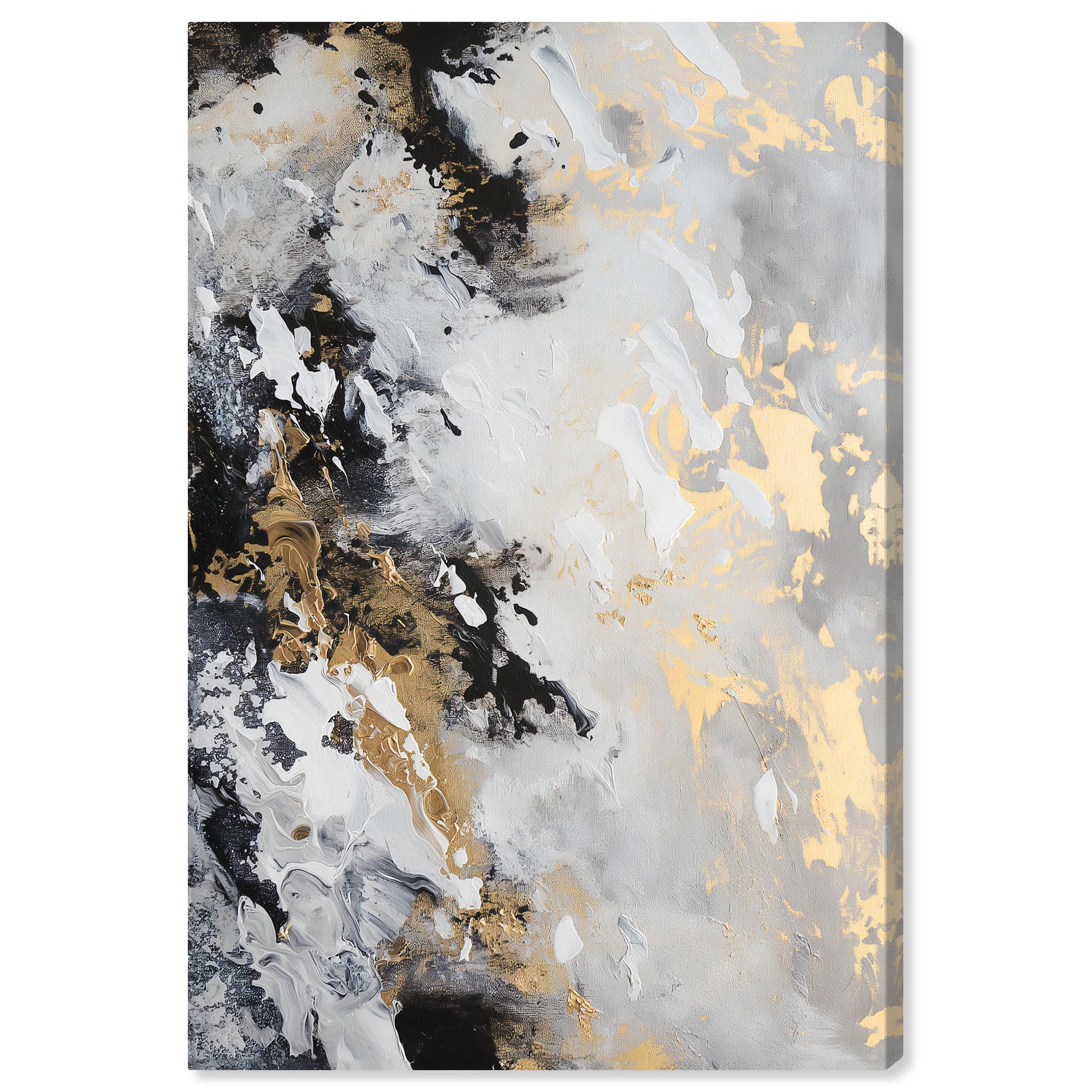 Sable Glint Black Abstract Canvas Art, 24" x 16"
