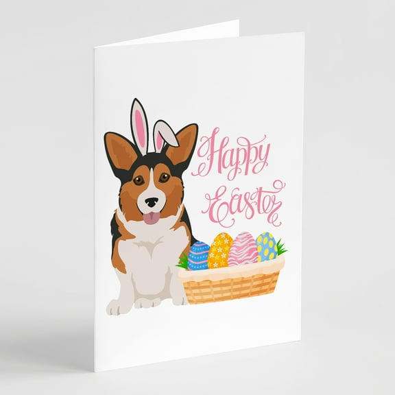 Sable Pembroke Corgi Easter Greeting Cards and Envelopes Pack of 8 7 in x 5 in