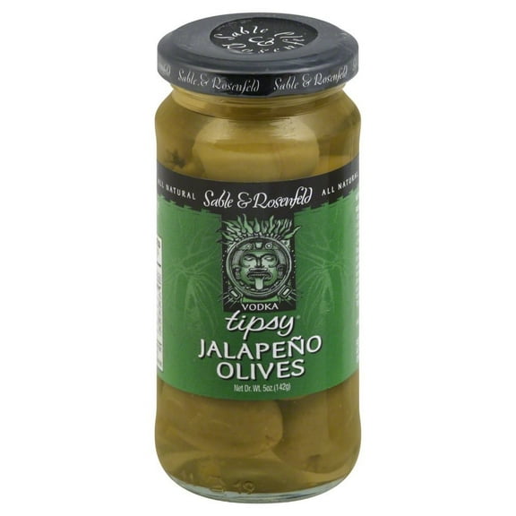 Sable & Rosenfeld Vodka Kicked Jalapeno Tipsy Olives, 5-Ounce Glass Jar