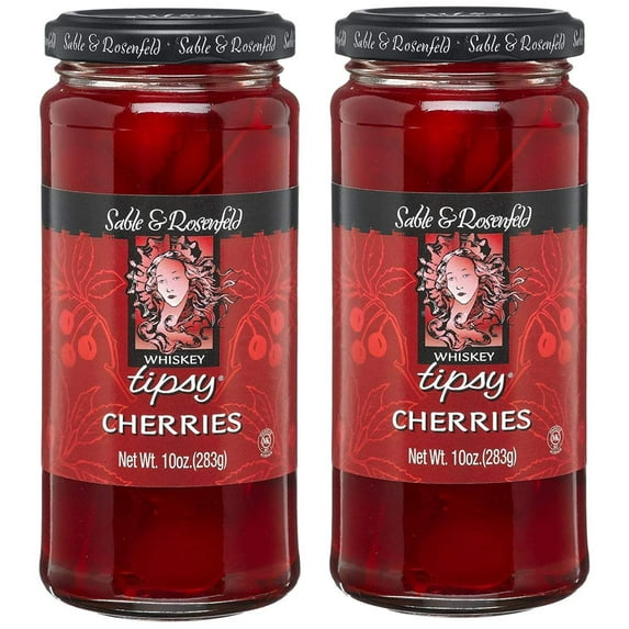 Sable & Rosenfeld Whiskey Tipsy Cherries, 2-Pack 10 oz. (283g) Jars