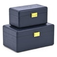 thumbnail image 1 of Sable Set of 2 Boxes with Gold Handles - Navy Blue, 1 of 10