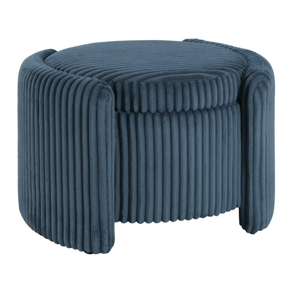 Sable Storage Ottoman with Mango wood Flip Top and Blue Cord Fabric