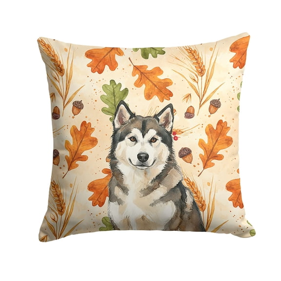 Sable and White Alaskan Malamute Heirloom Fall Throw Pillow Decorative Indoor Outdoor Accent Cushion for Couch Bed or Patio 14Hx14W