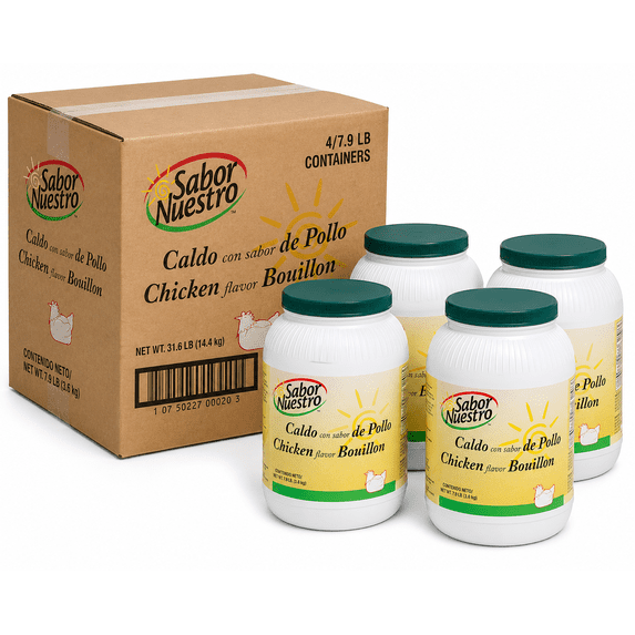 Sabor Nuestro Chicken Bouillon 7.9 lb Containers, Pack of 4 Savory Chicken Soup and Seasoning Base