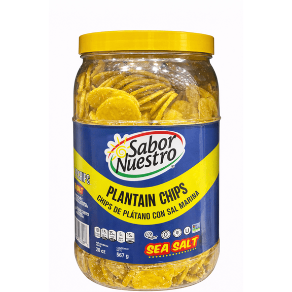 Sabor Nuestro Plantain Chips with Sea Salt, 20 oz (567 g) Family Size Jar