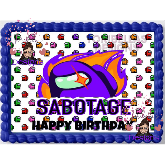 Sabotage Imposter Crewmate Alien Edible Cake Topper Frosting Sheet Birthday Cake Photo Icing Sheet