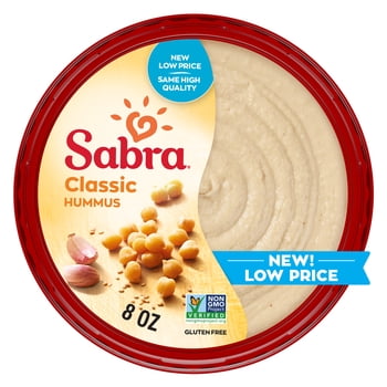 Sabra Classic Original Fresh Hummus Dip, Non-GMO, Gluten Free, Vegan Hummus Spread, 8oz Tub