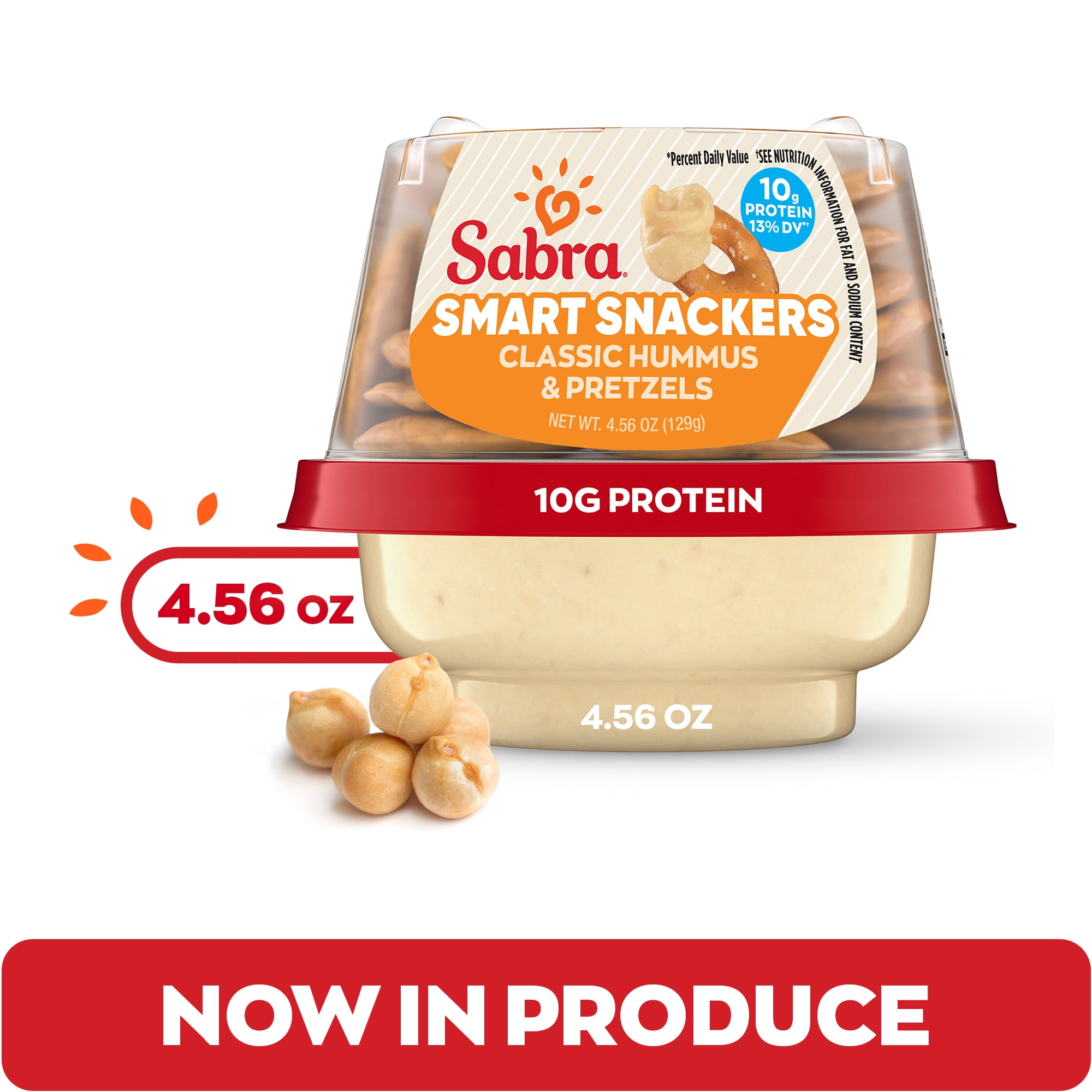 Sabra Smart Snackers Classic Fresh Hummus Dip with Pretzels, Non-GMO, Gluten Free, Vegan On-the-Go Hummus, 4.56oz Cup (1 Count)