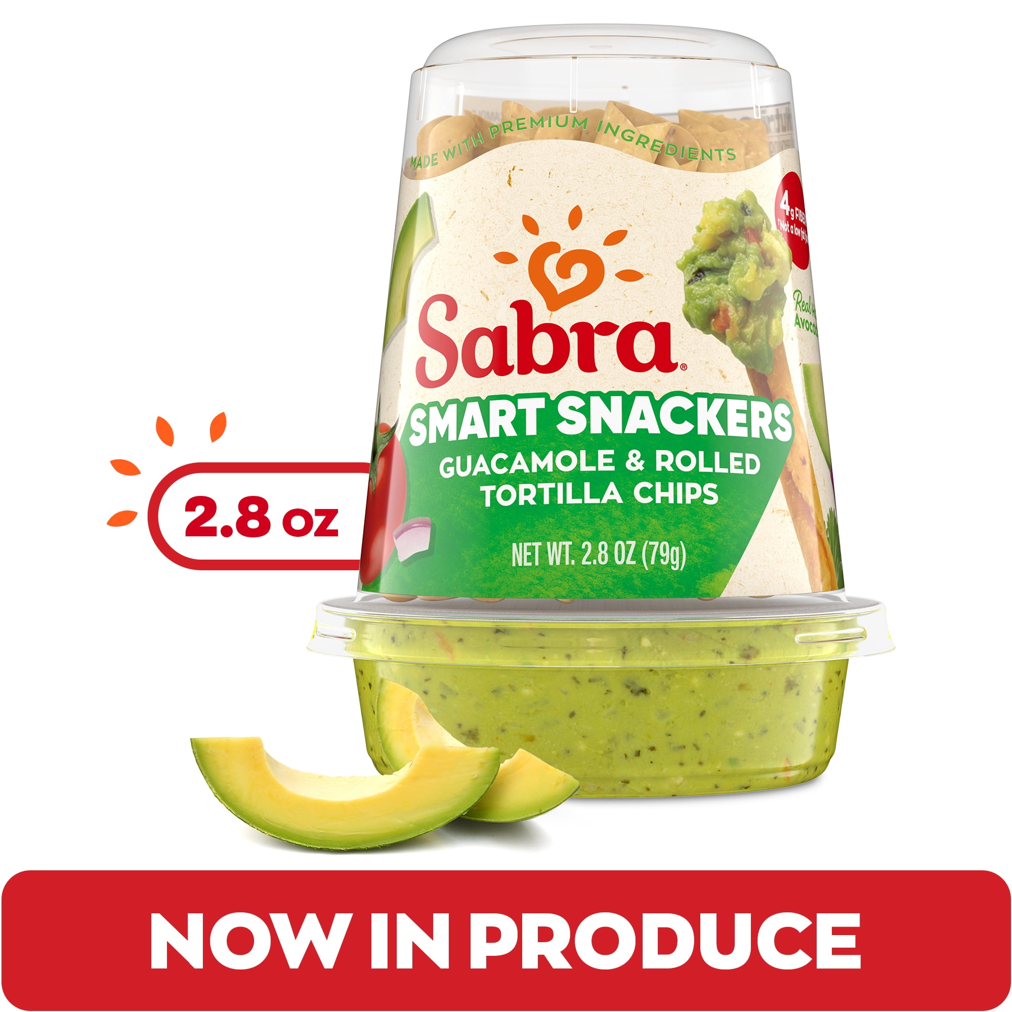 Sabra Snackers Fresh Guacamole Dip and Rolled Tortilla Chips, Made with Real Hass Avocados, 2.8 oz (1 Pack)
